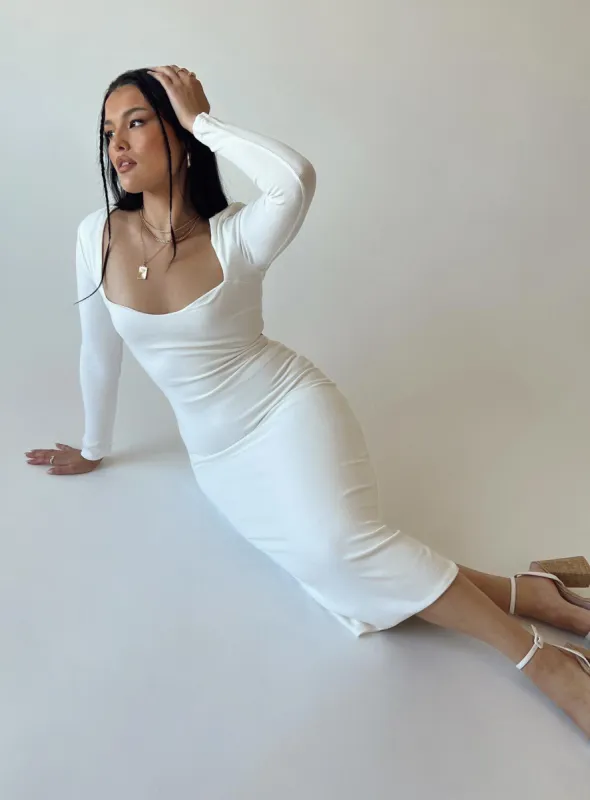 Nolan Midi Dress White sold by Princess Polly