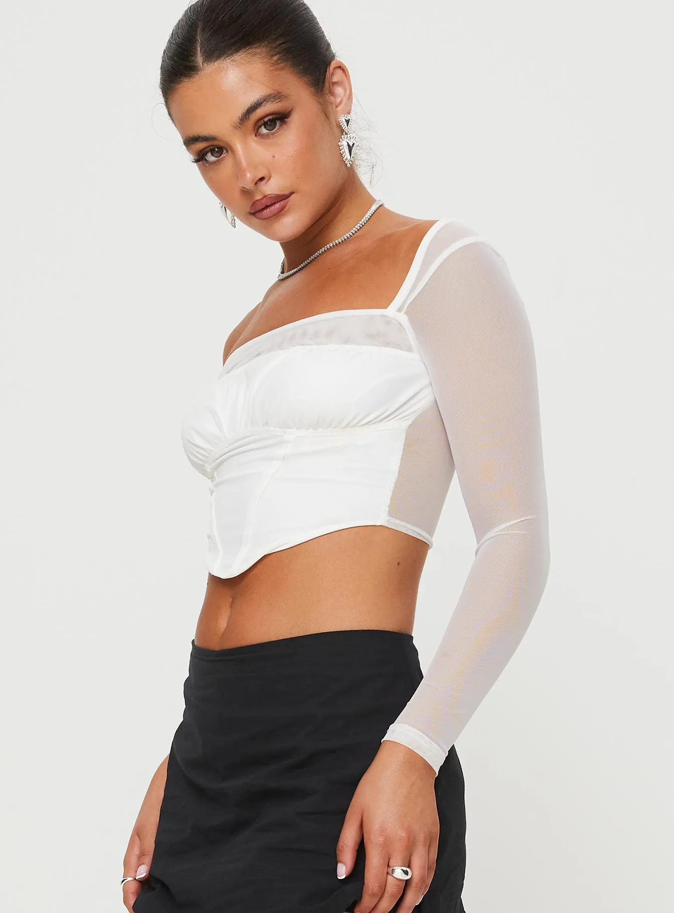 Haskins Long Sleeve Top White sold by Princess Polly product image thumbnail 4