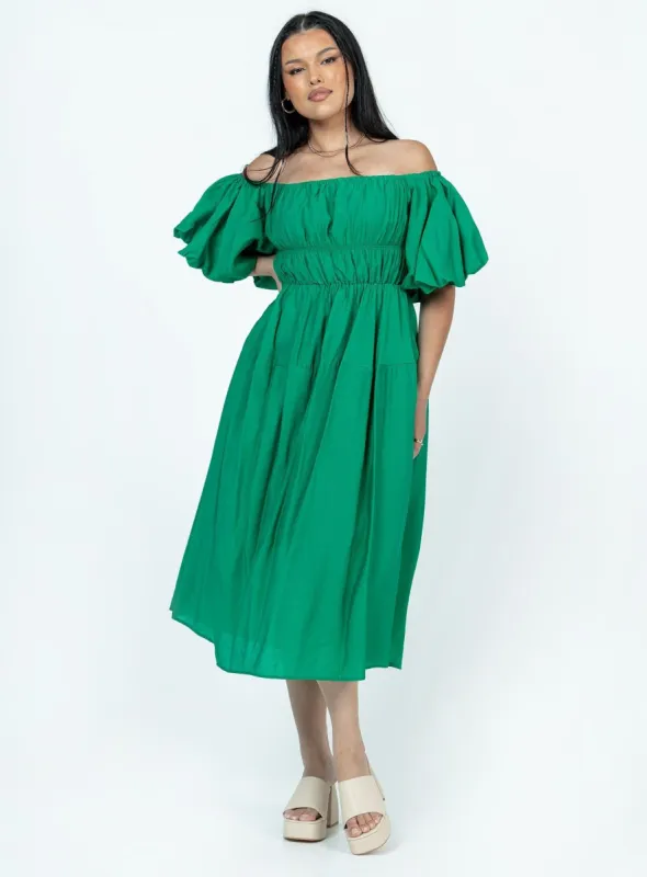 Neri Midi Dress Green sold by Princess Polly
