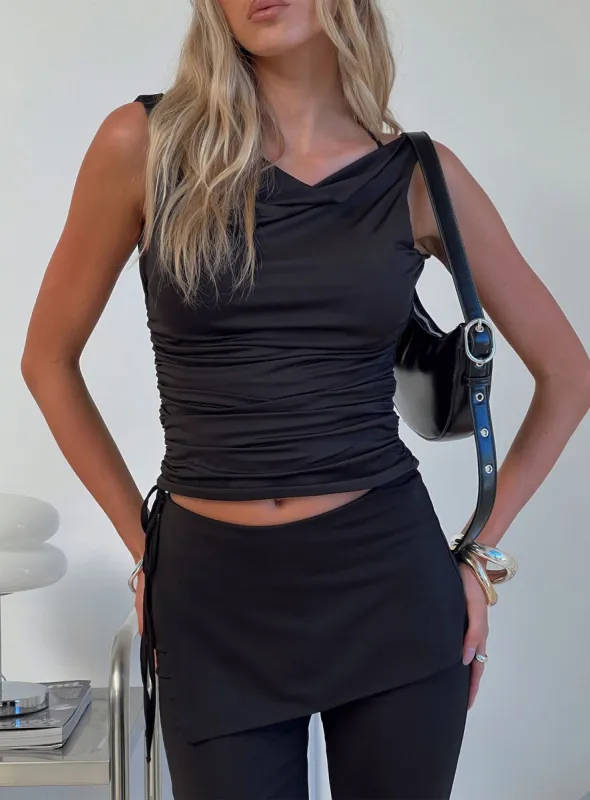 Passion Cowl Neck Top Black sold by Princess Polly