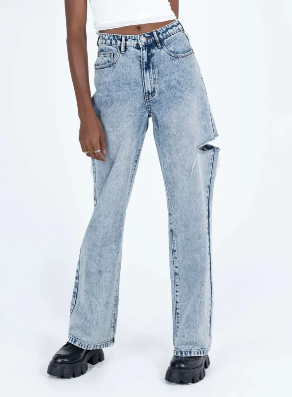 Johnston Wide Leg Jeans Mid Wash Blue sold by Princess Polly