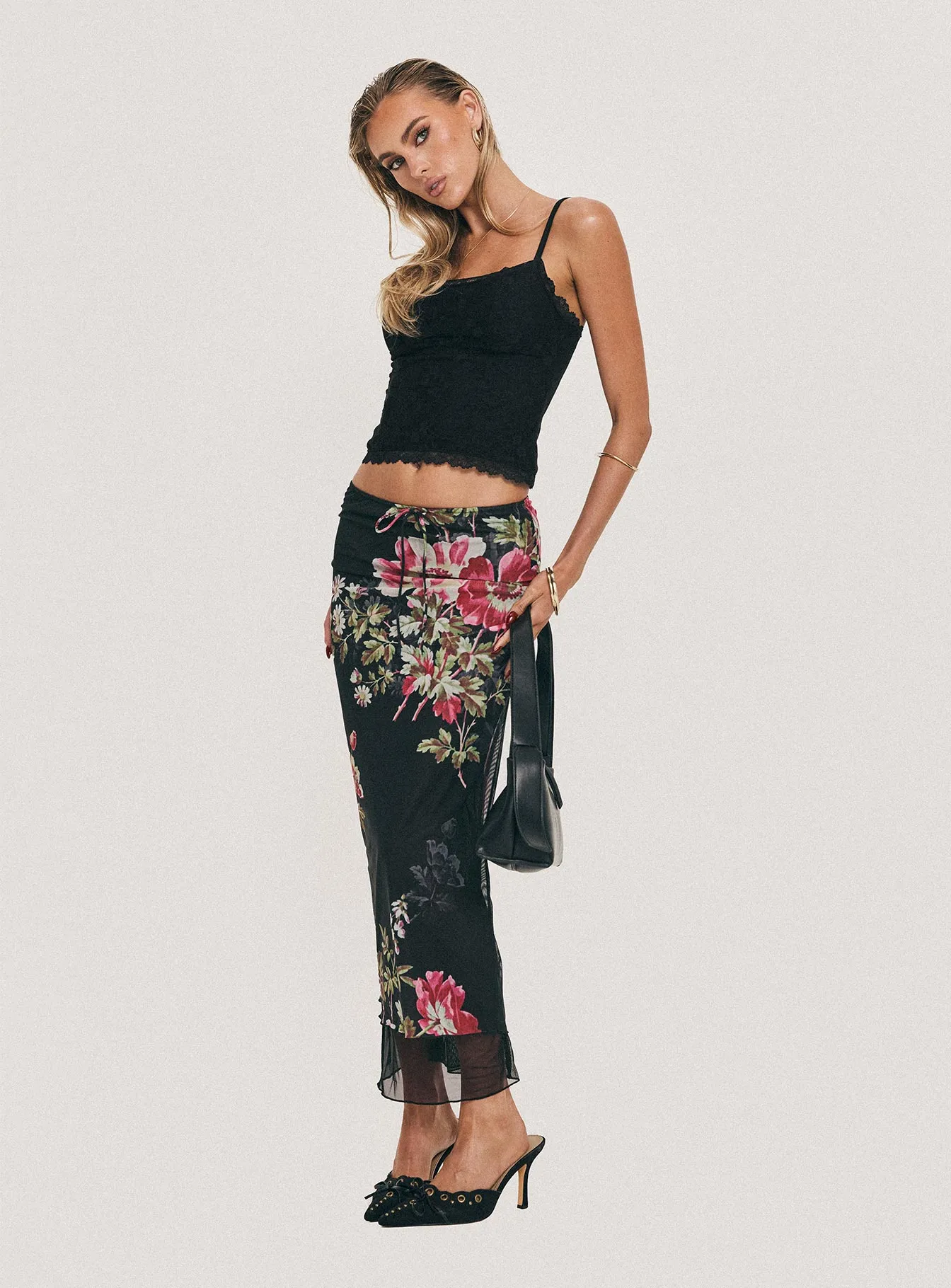 Paganio Maxi Skirt Black Floral sold by Princess Polly product image thumbnail 5