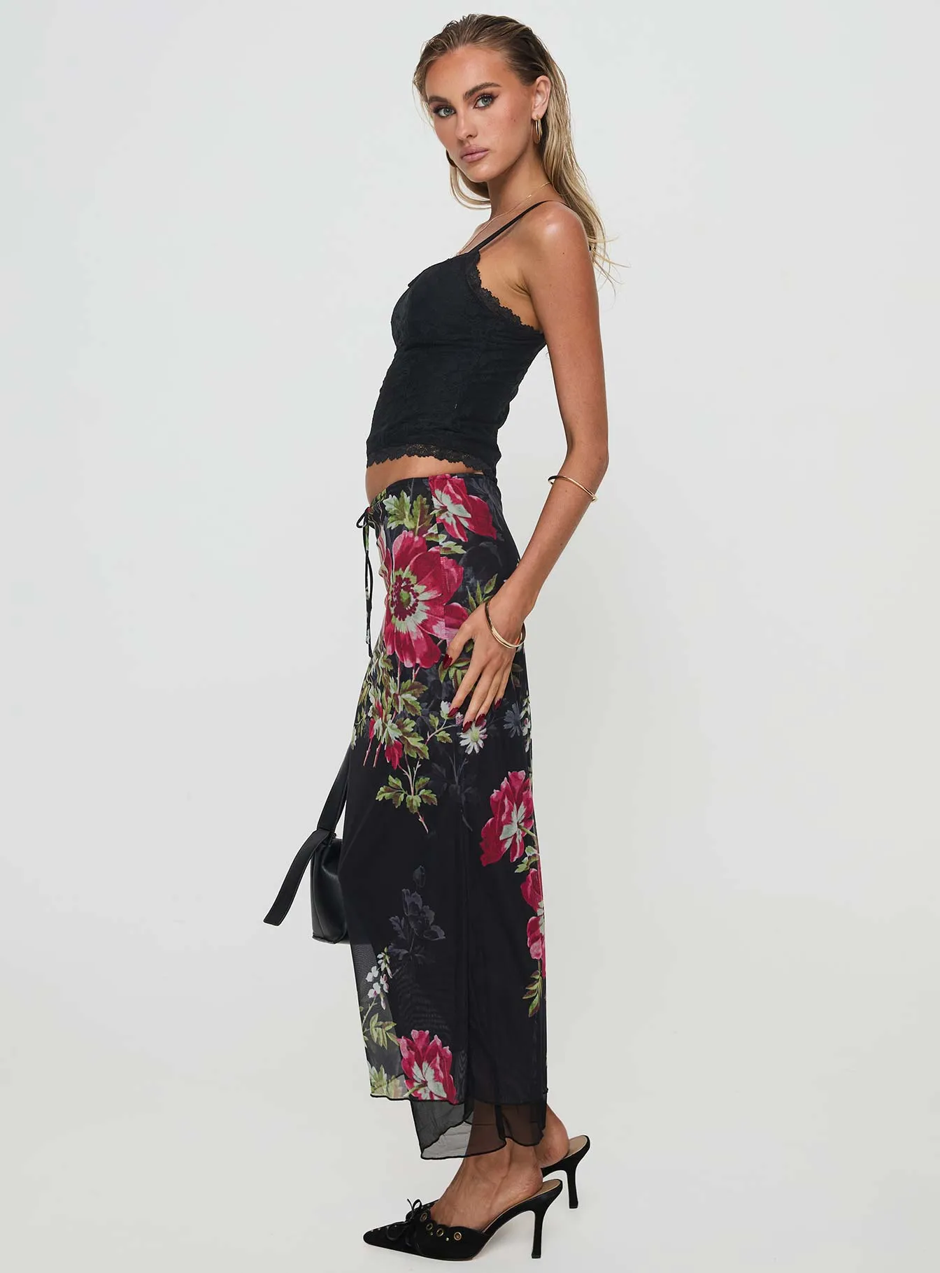Paganio Maxi Skirt Black Floral sold by Princess Polly product image thumbnail 4