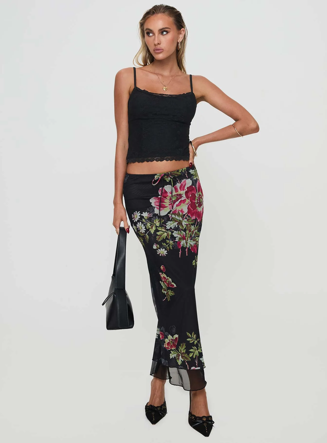 Paganio Maxi Skirt Black Floral sold by Princess Polly product image thumbnail 2
