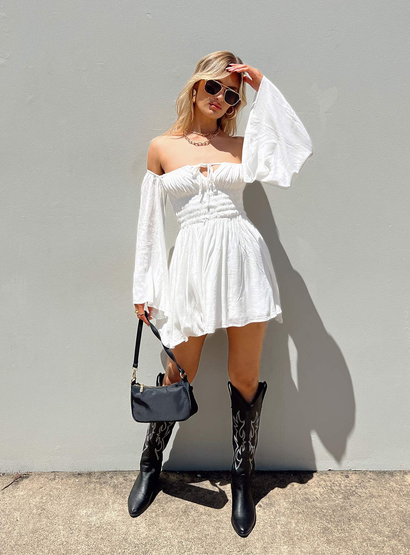 Halle Mini Dress White sold by Princess Polly