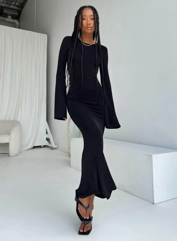Amersham Long Sleeve Maxi Dress Black sold by Princess Polly
