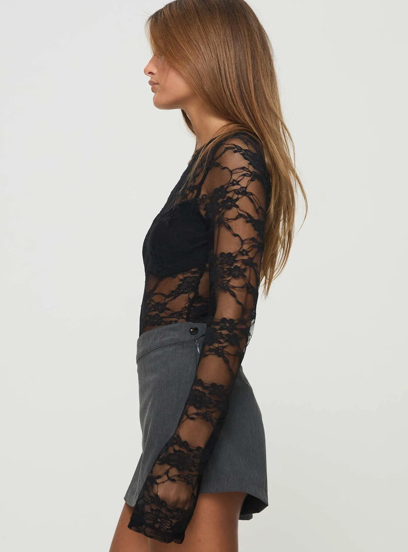 Feelix Long Sleeve Lace Bodysuit Black sold by Princess Polly product image thumbnail 4