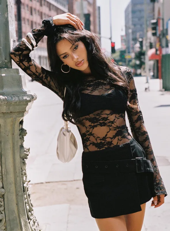 Feelix Long Sleeve Lace Bodysuit Black sold by Princess Polly