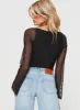 Liva Sheer Sleeve Bodysuit Black sold by Princess Polly