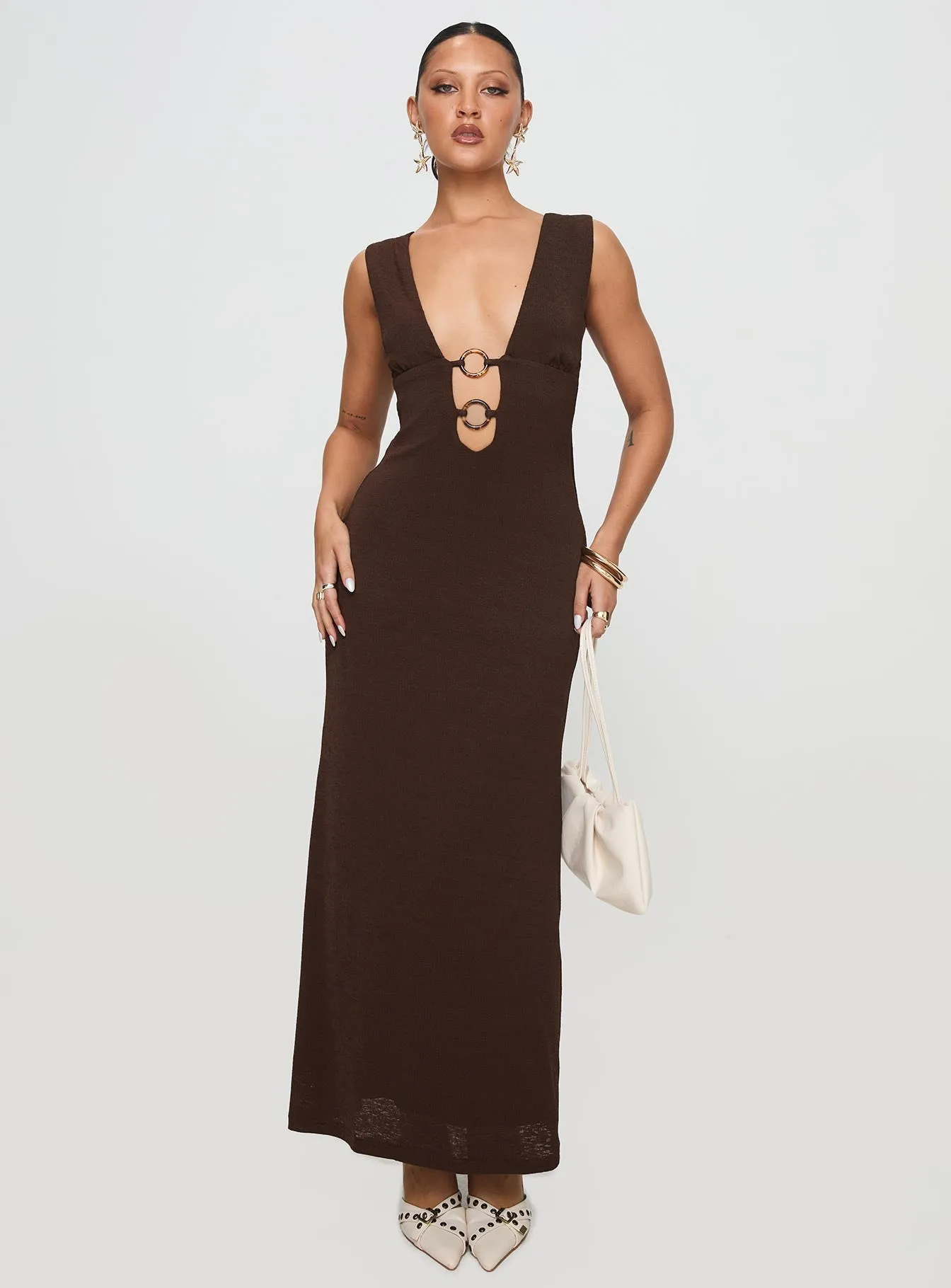 Steward Maxi Dress Chocolate sold by Princess Polly product image thumbnail 3