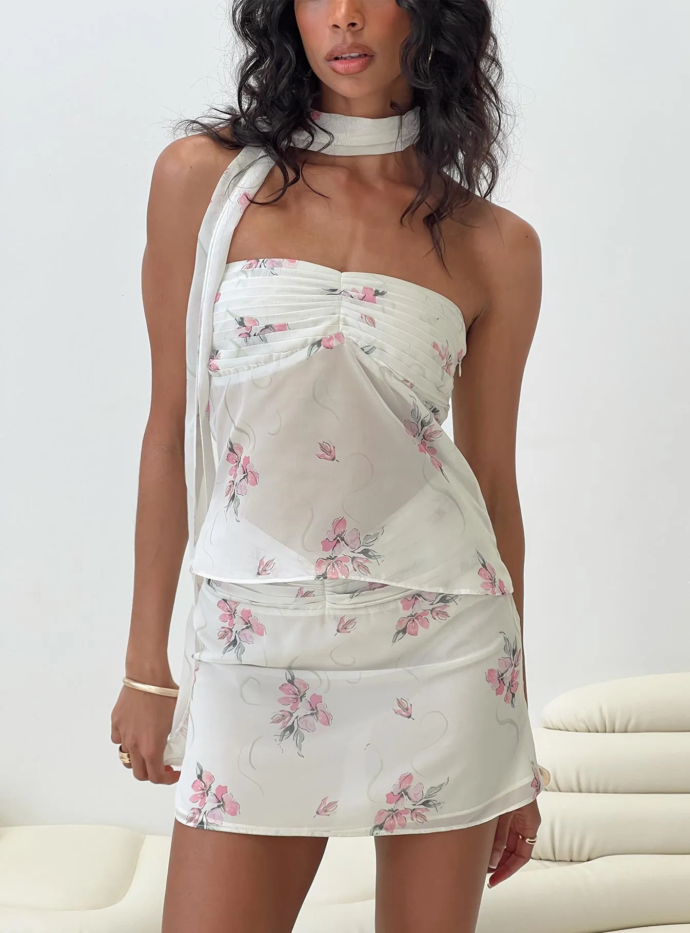 Perrin Mini Skirt Cream sold by Princess Polly