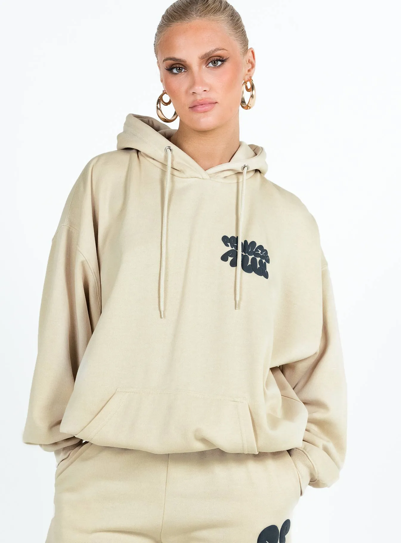 Princess Polly Hooded Sweatshirt Bubble Text Stone / Slate sold by Princess Polly product image thumbnail 2