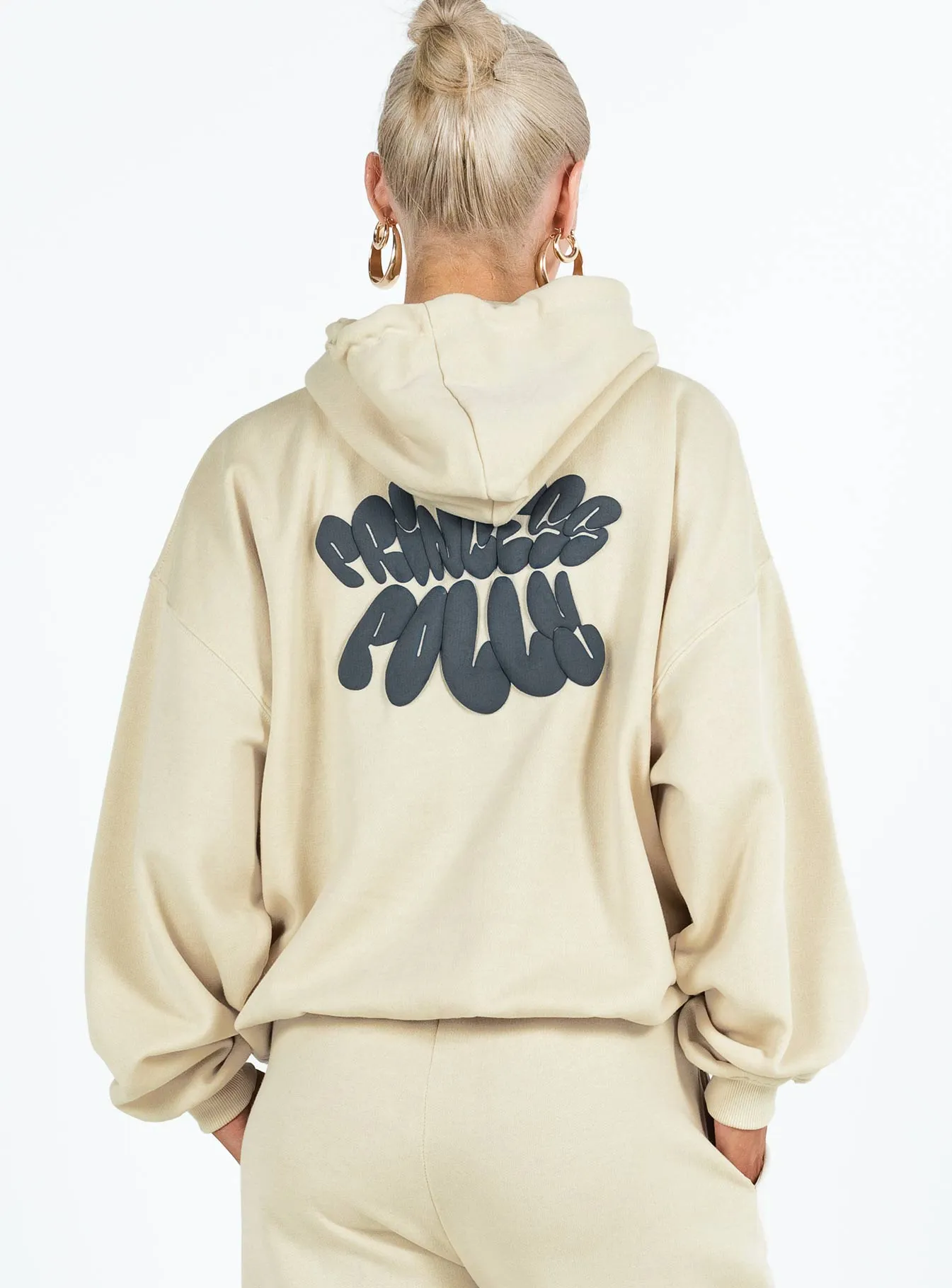 Princess Polly Hooded Sweatshirt Bubble Text Stone / Slate sold by Princess Polly product image thumbnail 5