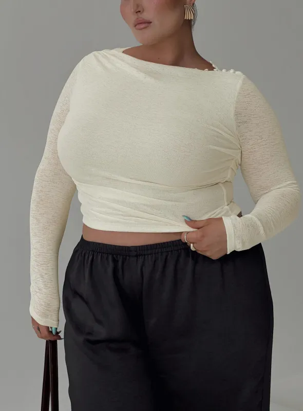 Luvinia Long Sleeve Top Cream Curve sold by Princess Polly