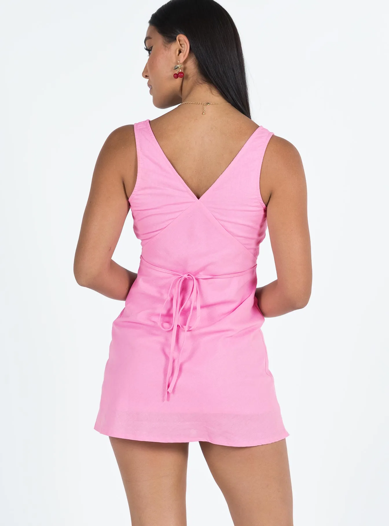 Nellie Mini Dress Pink Linen sold by Princess Polly product image thumbnail 4