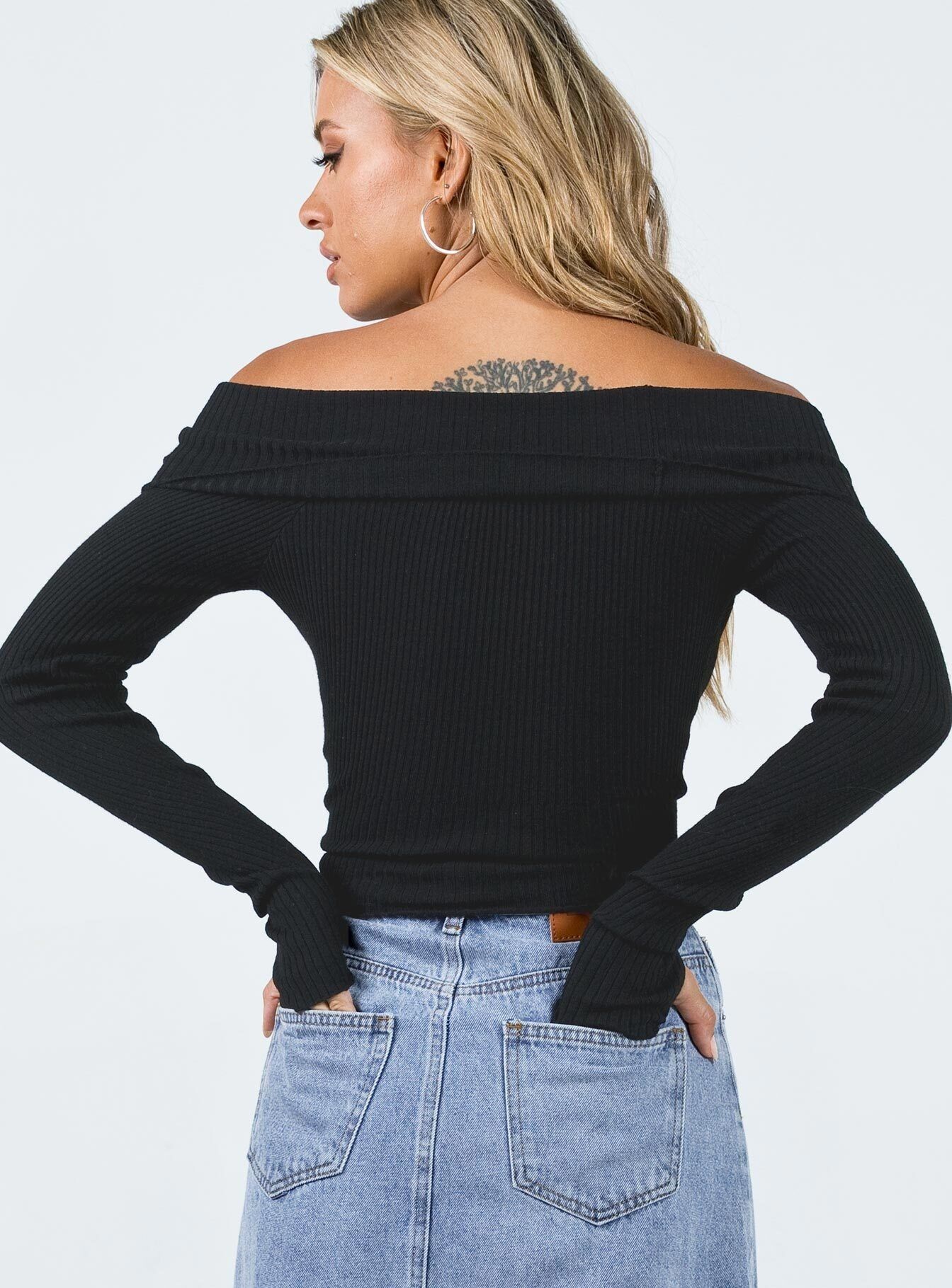 Morley Off Shoulder Sweater Black sold by Princess Polly product image thumbnail 5