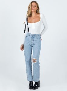 Ballard Long Sleeve Bodysuit White sold by Princess Polly
