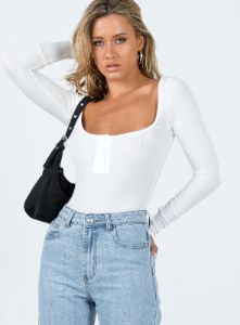 Ballard Long Sleeve Bodysuit White sold by Princess Polly
