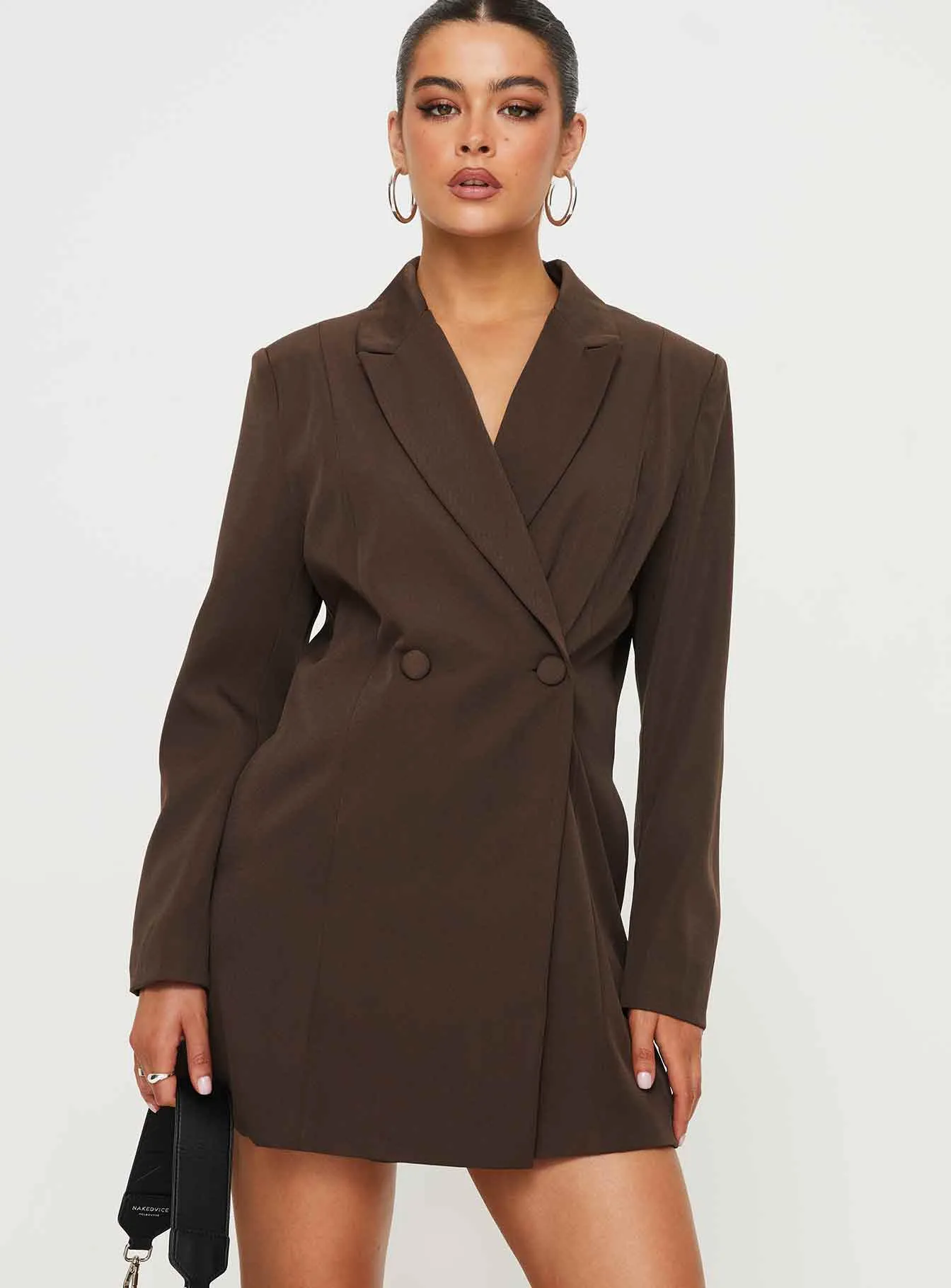 Simu Blazer Mini Dress Chocolate sold by Princess Polly product image thumbnail 4