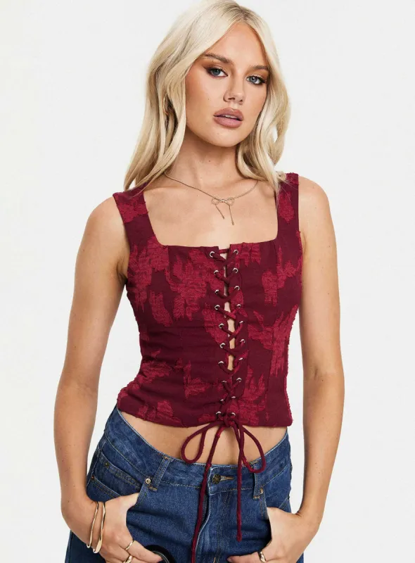 Vincenzo Corset Top Red sold by Princess Polly