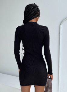 Lyvia Long Sleeve Mini Dress Black sold by Princess Polly