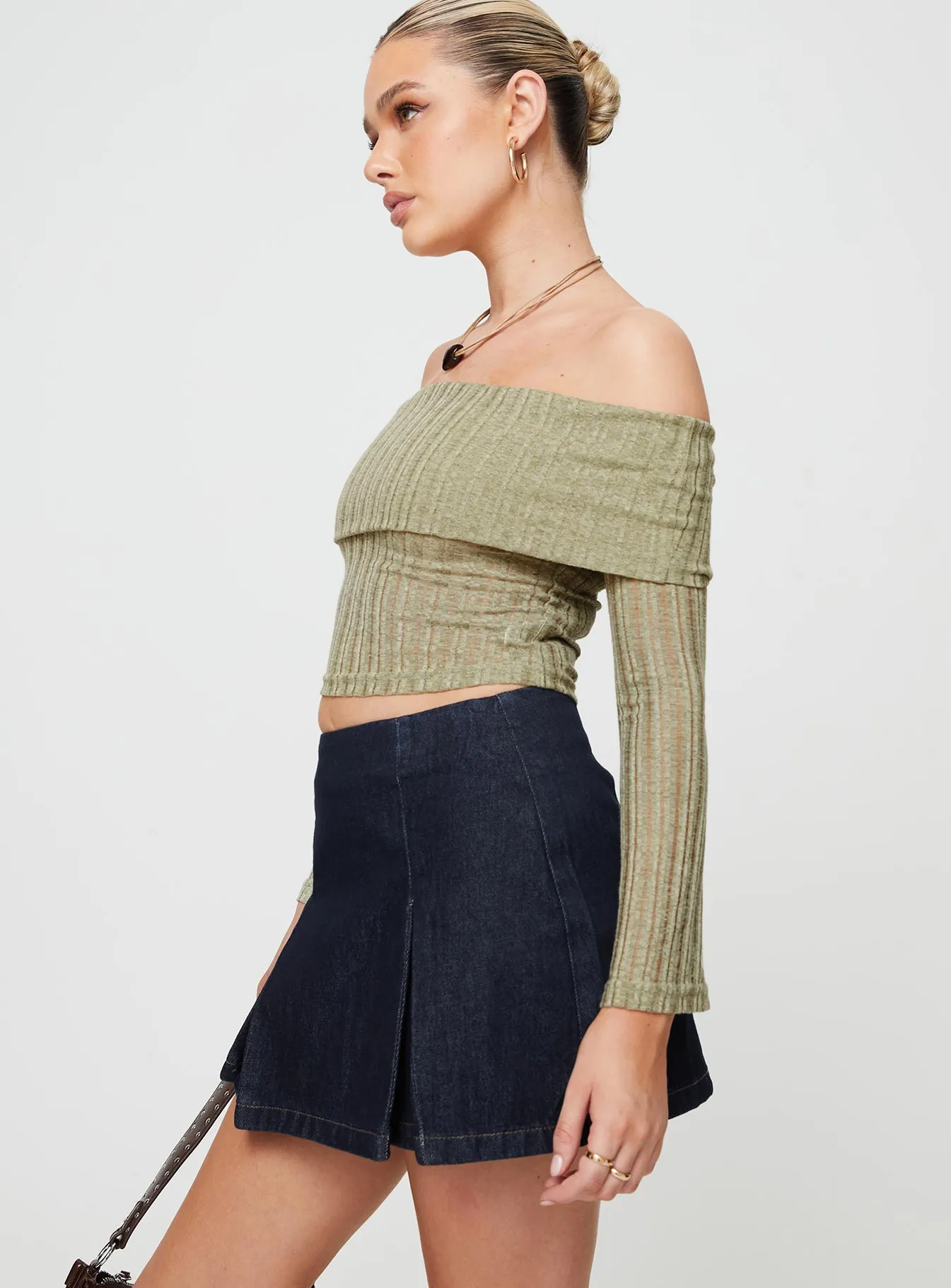 Sawan Pleated Denim Mini Skirt Dark Wash sold by Princess Polly product image thumbnail 4