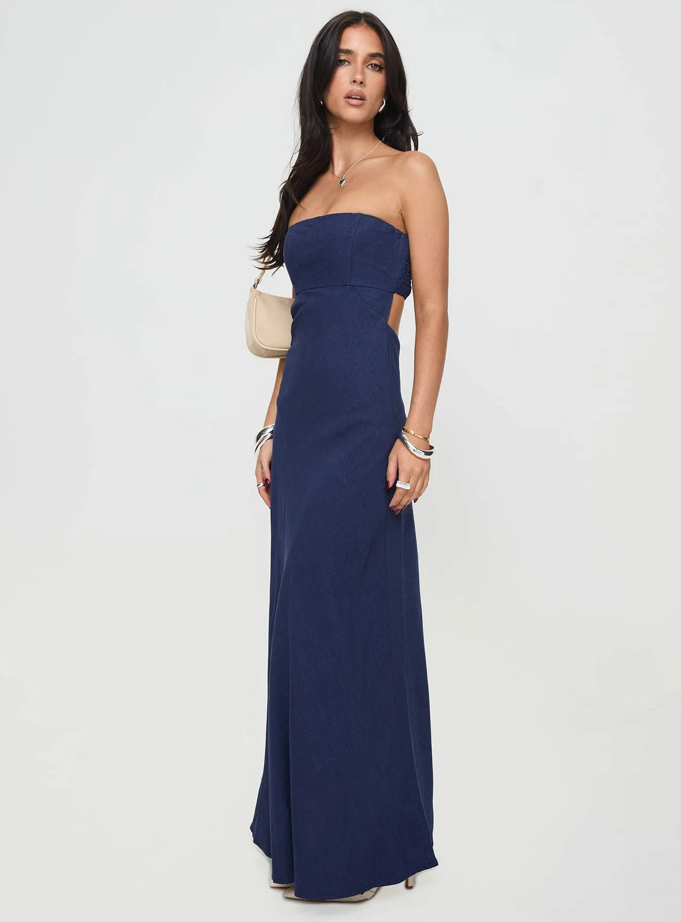 Yahir Strapless Maxi Dress Navy Petite sold by Princess Polly product image thumbnail 3