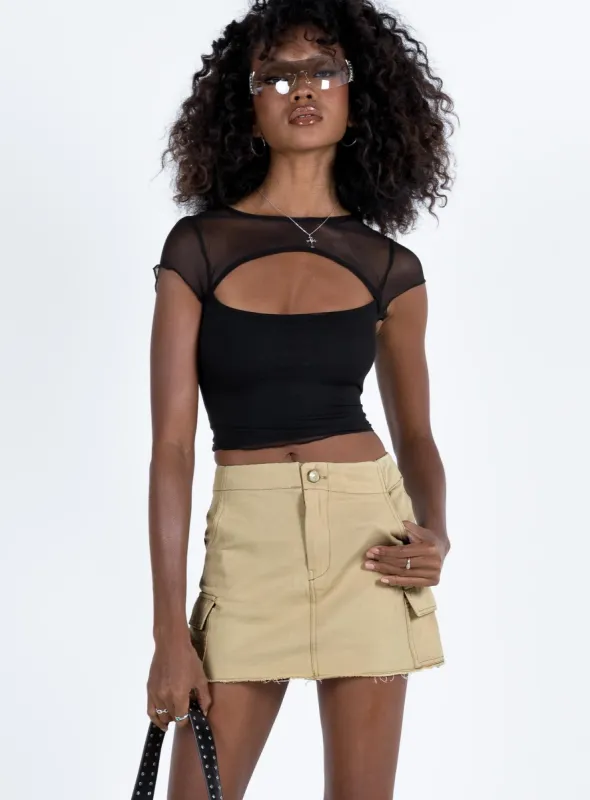 Goodburn Mini Skirt Beige sold by Princess Polly
