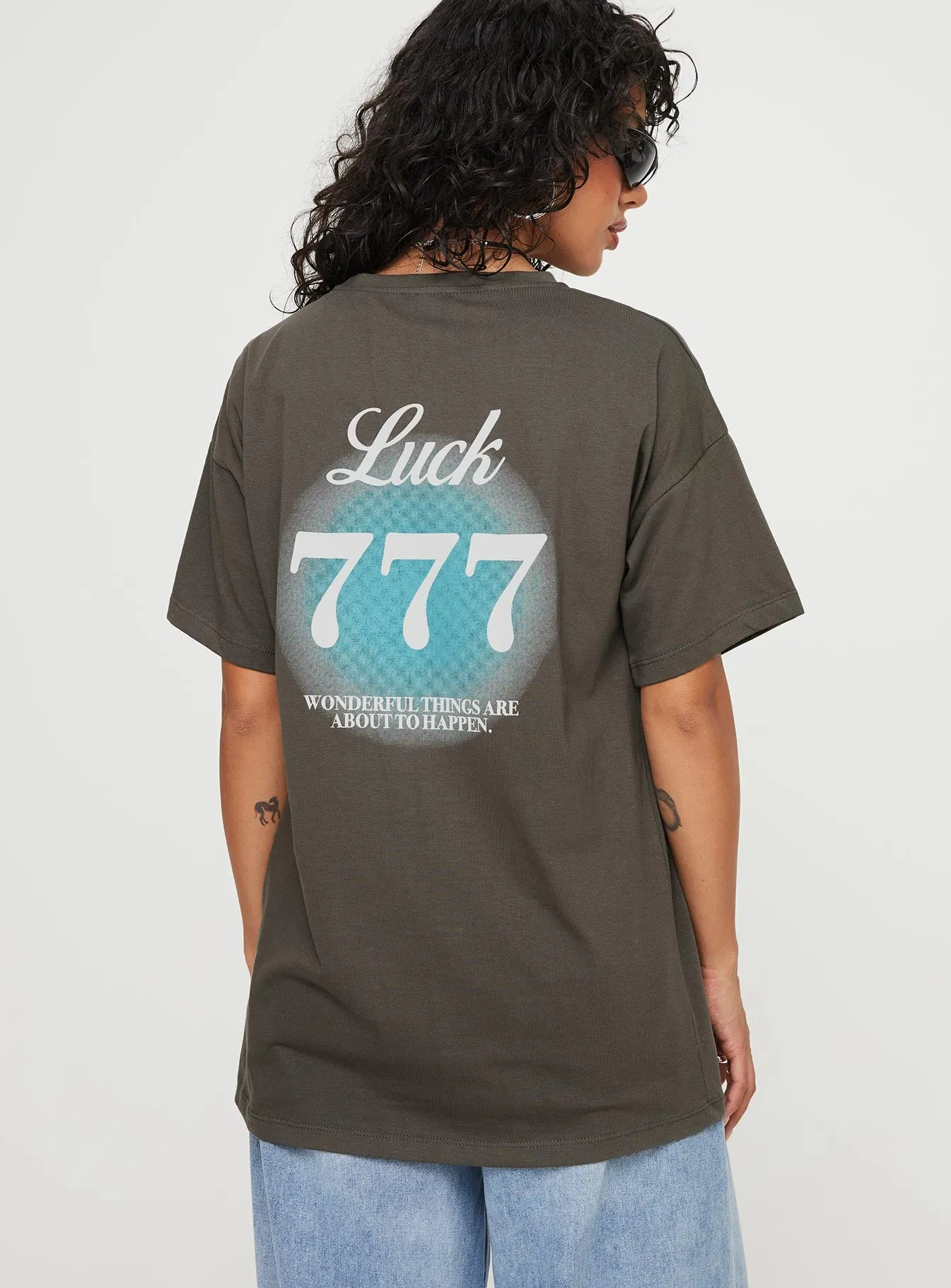 Luck 777 Oversized Tee Black sold by Princess Polly product image thumbnail 5