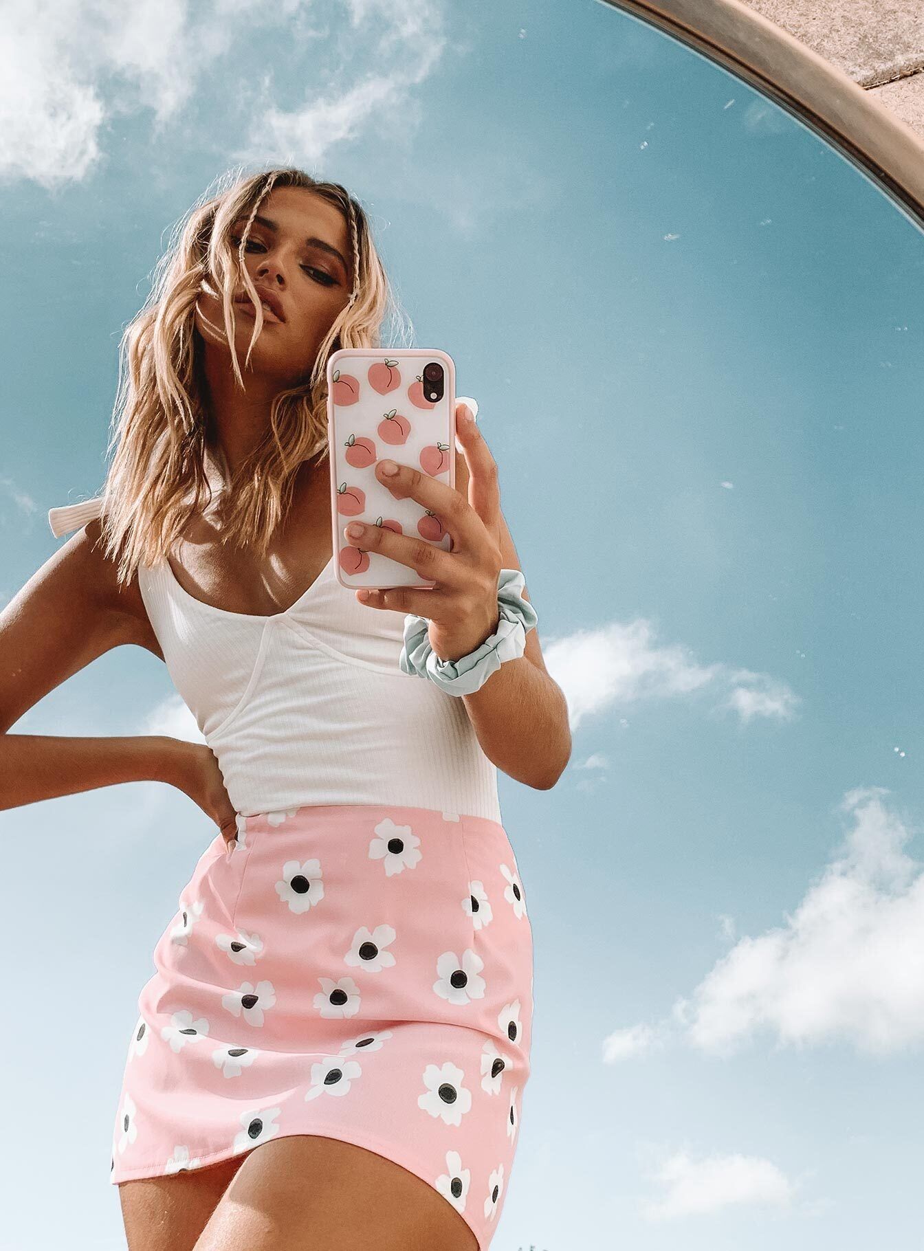 Shelly Mini Skirt Pink sold by Princess Polly