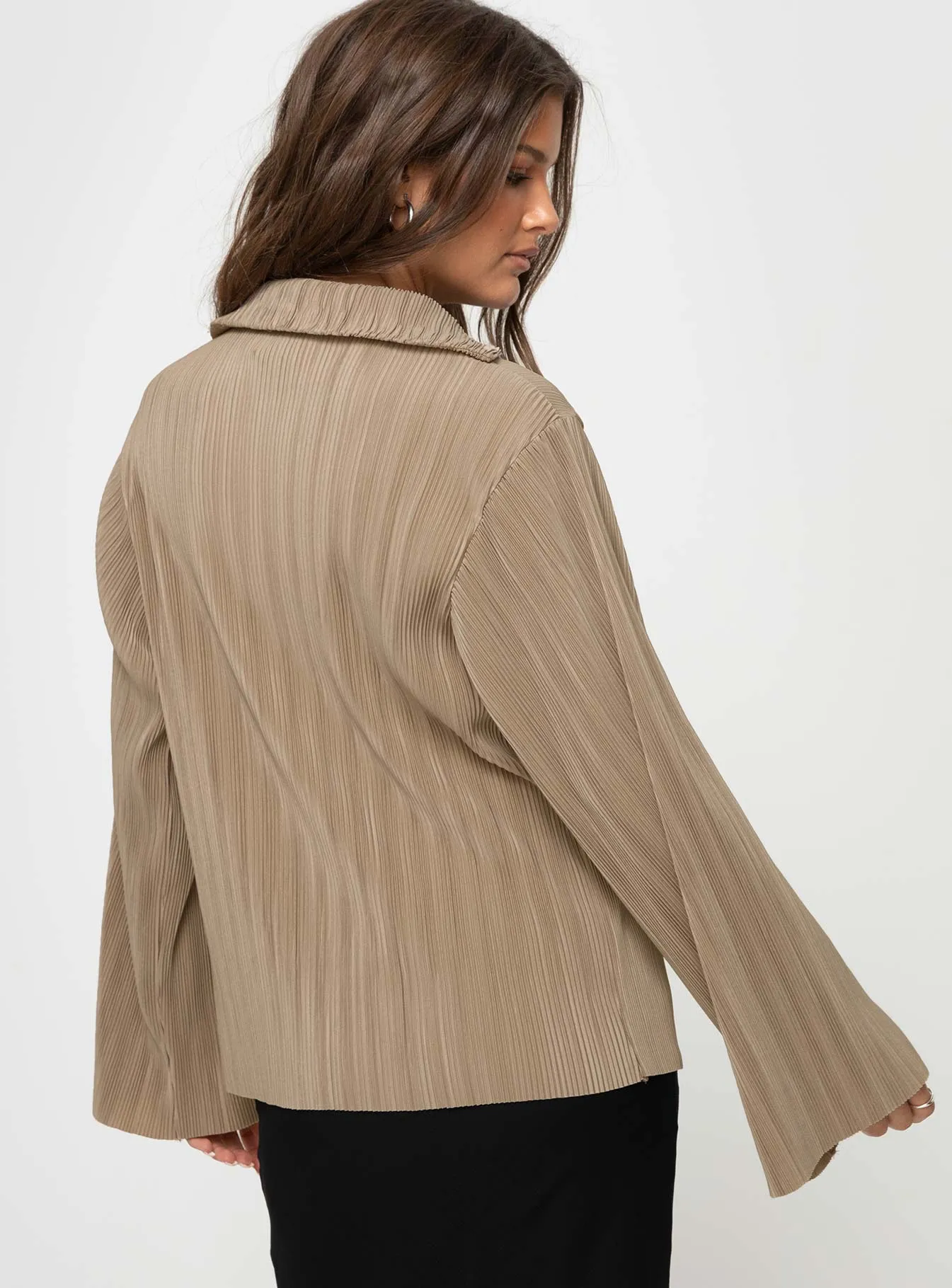 Louie Pleated Shirt Beige sold by Princess Polly product image thumbnail 5