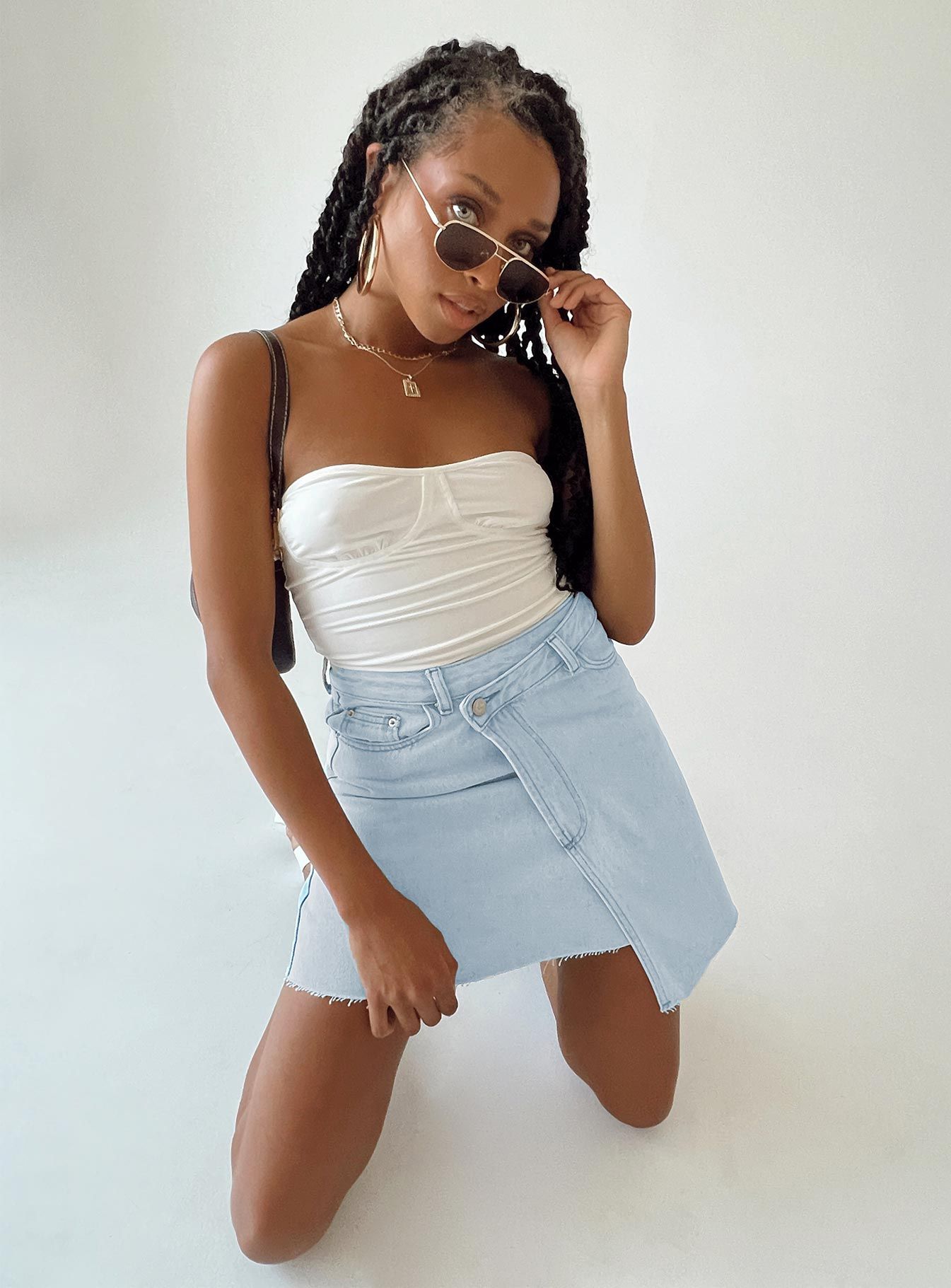 Ryder Light Wash Denim Skirt Denim sold by Princess Polly