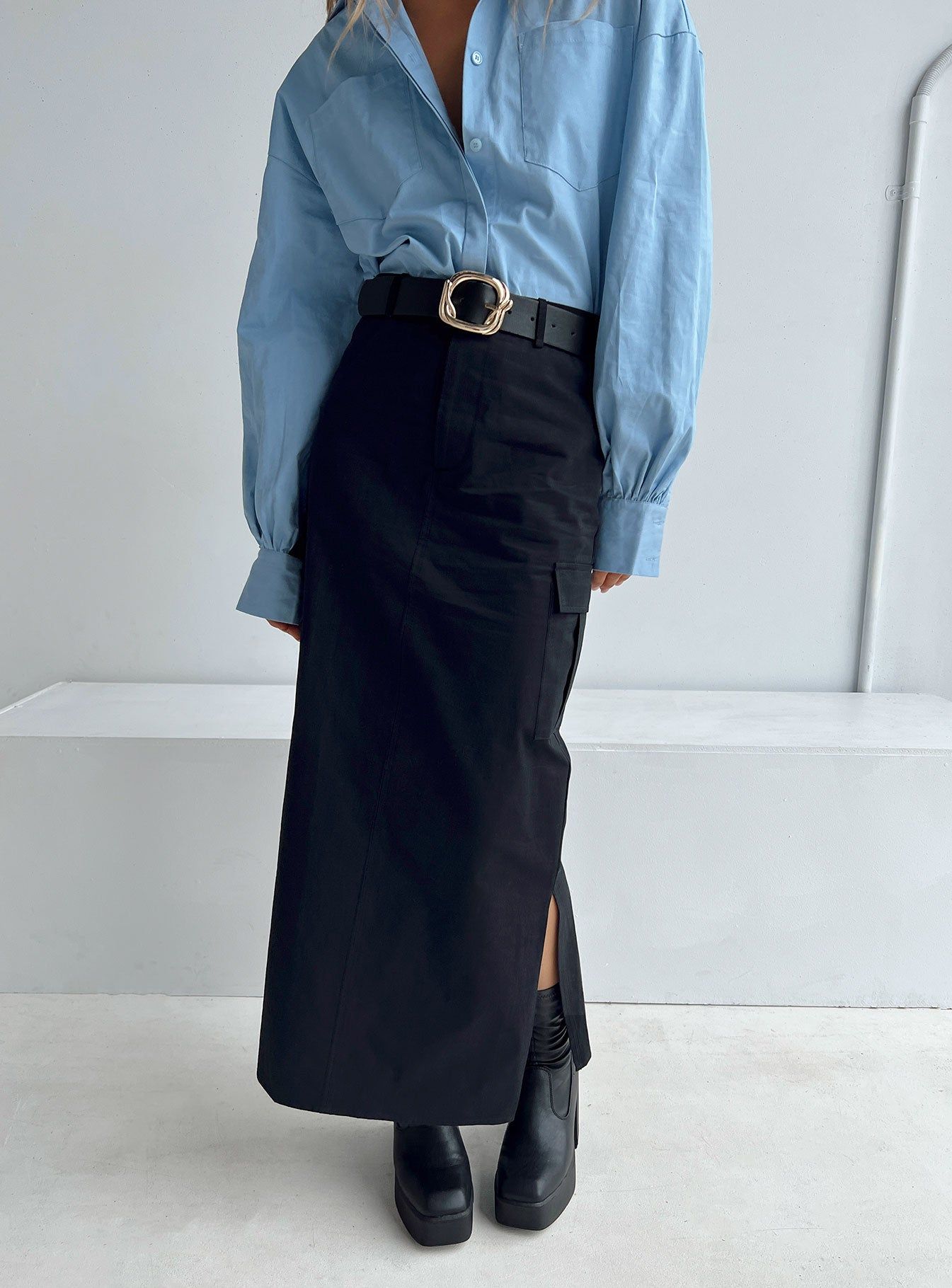 Datura Cargo Midi Skirt Black sold by Princess Polly product image thumbnail 2