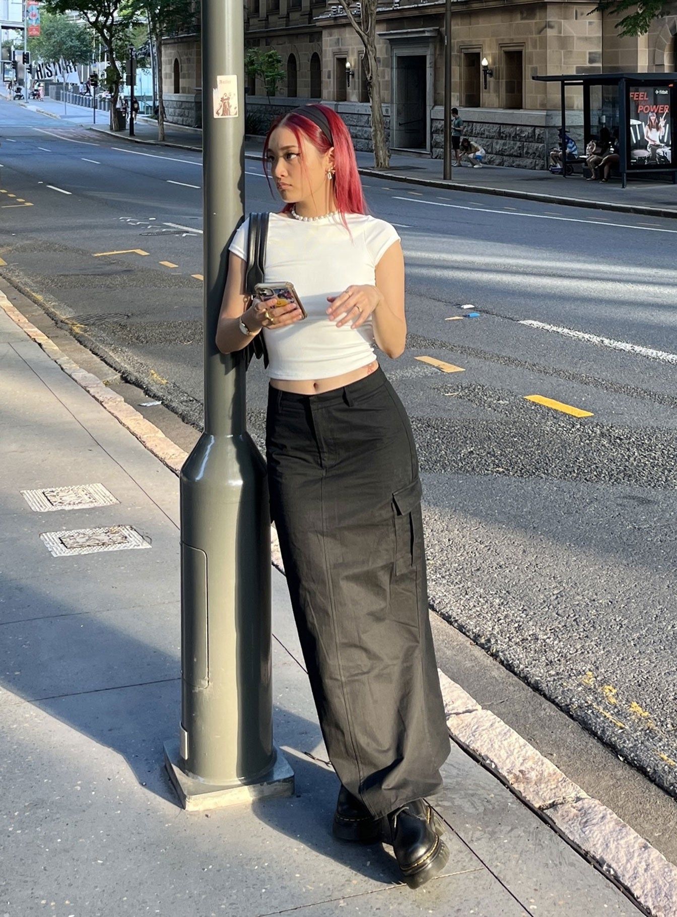 Datura Cargo Midi Skirt Black sold by Princess Polly