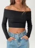 Tagula Off The Shoulder Top Black sold by Princess Polly