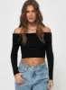 Tagula Off The Shoulder Top Black sold by Princess Polly