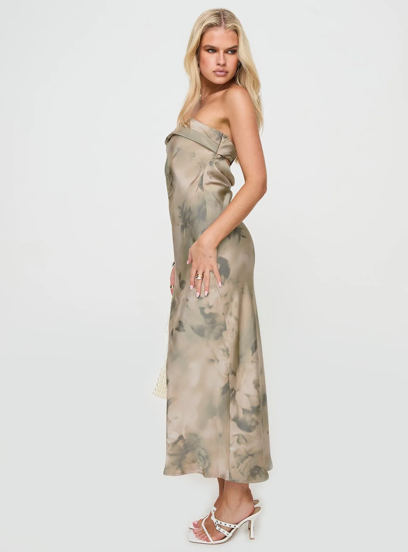 Voices Strapless Maxi Dress Cream Floral sold by Princess Polly product image thumbnail 4