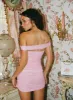 Penrose Off The Shoulder Mini Dress Pink sold by Princess Polly