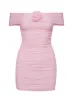 Penrose Off The Shoulder Mini Dress Pink sold by Princess Polly