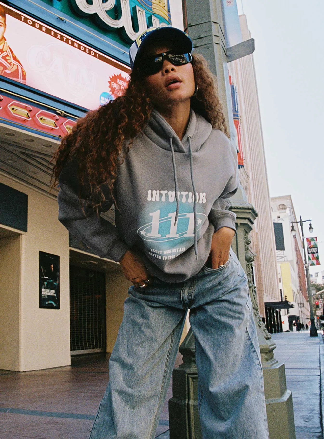 Intuition Hooded Sweatshirt Bubble Text Charcoal sold by Princess Polly product image thumbnail 2