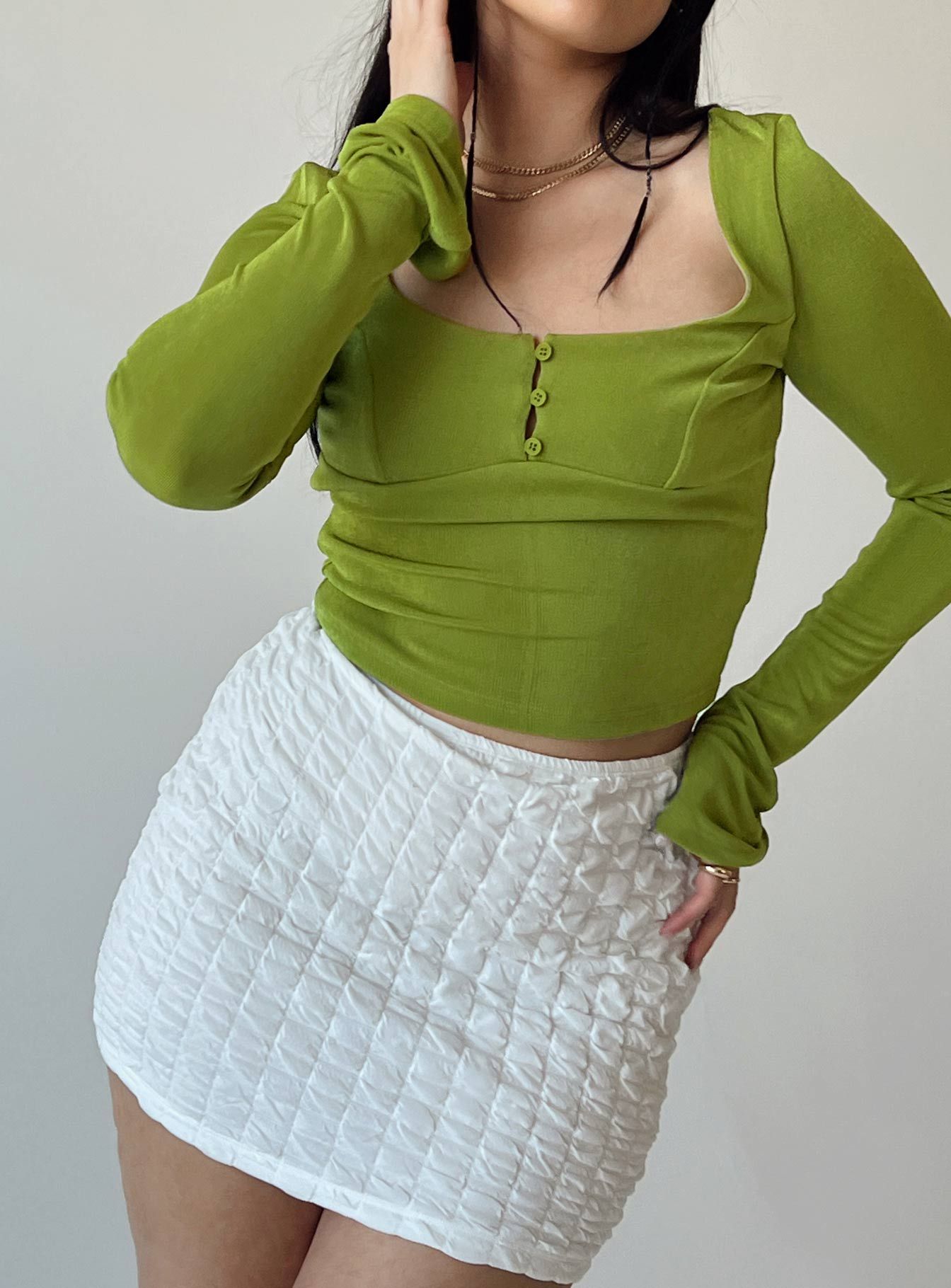 Cadence Mini Skirt White sold by Princess Polly