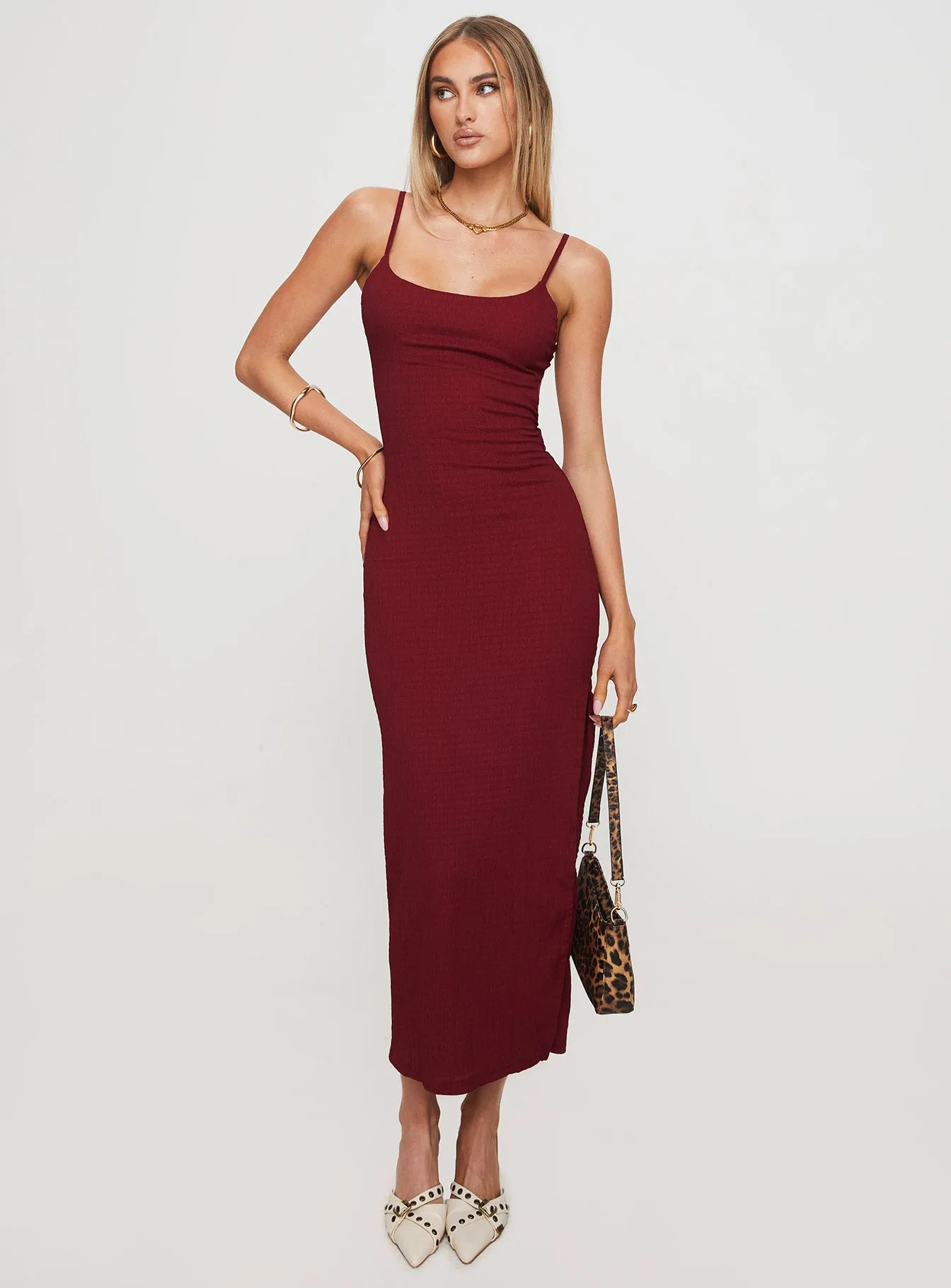 Elestria Maxi Dress Burgundy sold by Princess Polly product image thumbnail 3
