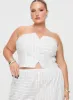 Freddle Strapless Top White Stripe Curve sold by Princess Polly