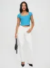 Baseline Square Neck Rib Top Blue sold by Princess Polly