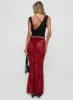 Lombardio Lace Maxi Skirt Burgundy sold by Princess Polly