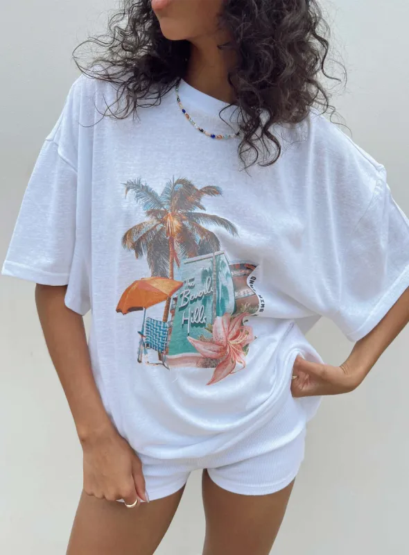 Vacay Oversized Tee White sold by Princess Polly