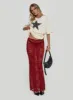 Lombardio Lace Maxi Skirt Burgundy sold by Princess Polly