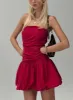 Glamour Girl Strapless Bubble Hem Mini Dress Red sold by Princess Polly