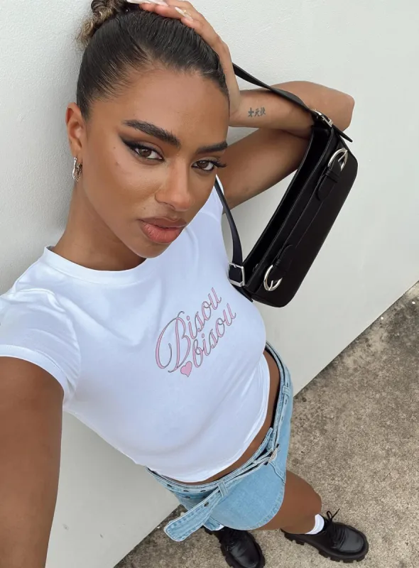 Bisou Top White / Pink sold by Princess Polly