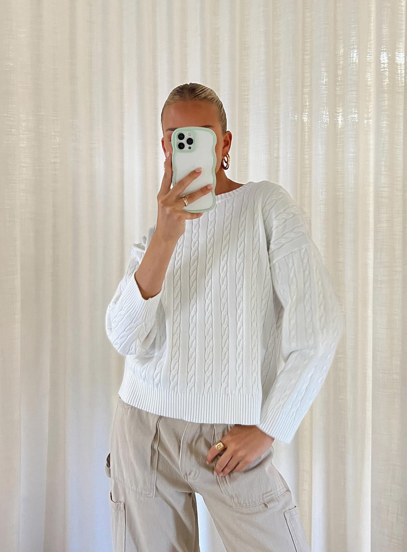 Mirotha Knit Sweater White sold by Princess Polly